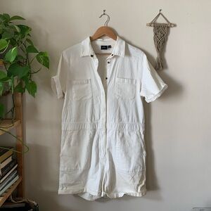 Rusty // White Utility Short Jumpsuit/Romper